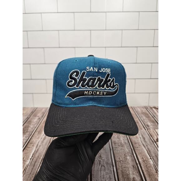 Trashed Starter San Jose Sharks Vintage Wool Tail Sweep Adjustable Snapback Hat - Picture 1 of 12